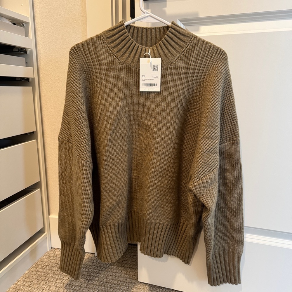 OAK + FORT Taupe Crew Neck Sweater